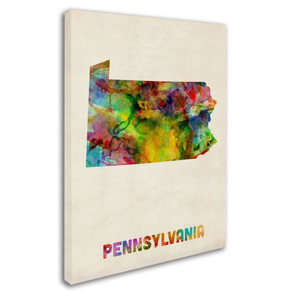 Michael Tompsett 'Pennsylvania Map' Canvas Art,24x32